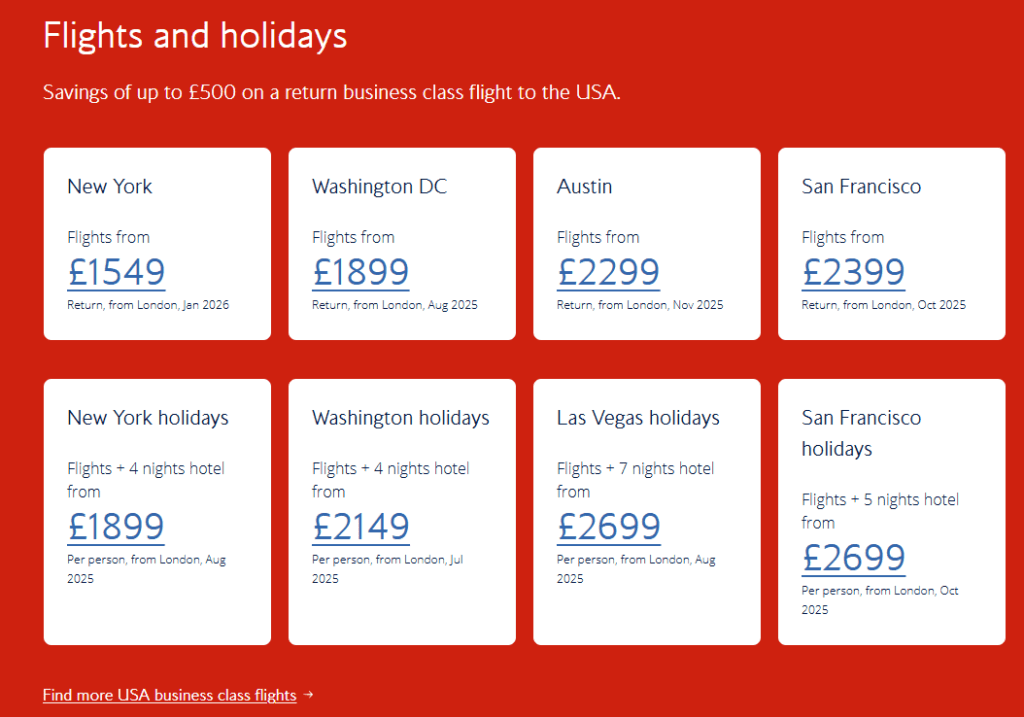 BA Business Class Sale
