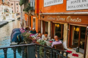 Canalside dining in Venice