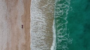 Aerial view of the Albanian Riviera coastline near Borsh