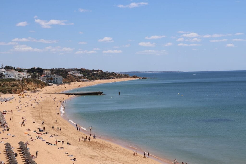 Sunny beach day in the Algarve, Portugal in September