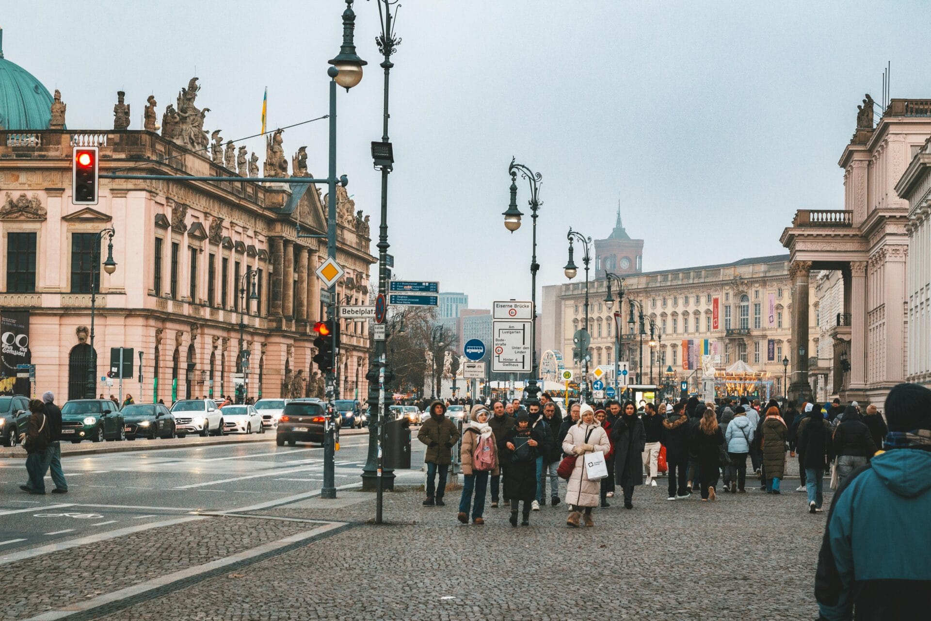 Winter street scene on Unter den Linden in Berlin’s historic city centre