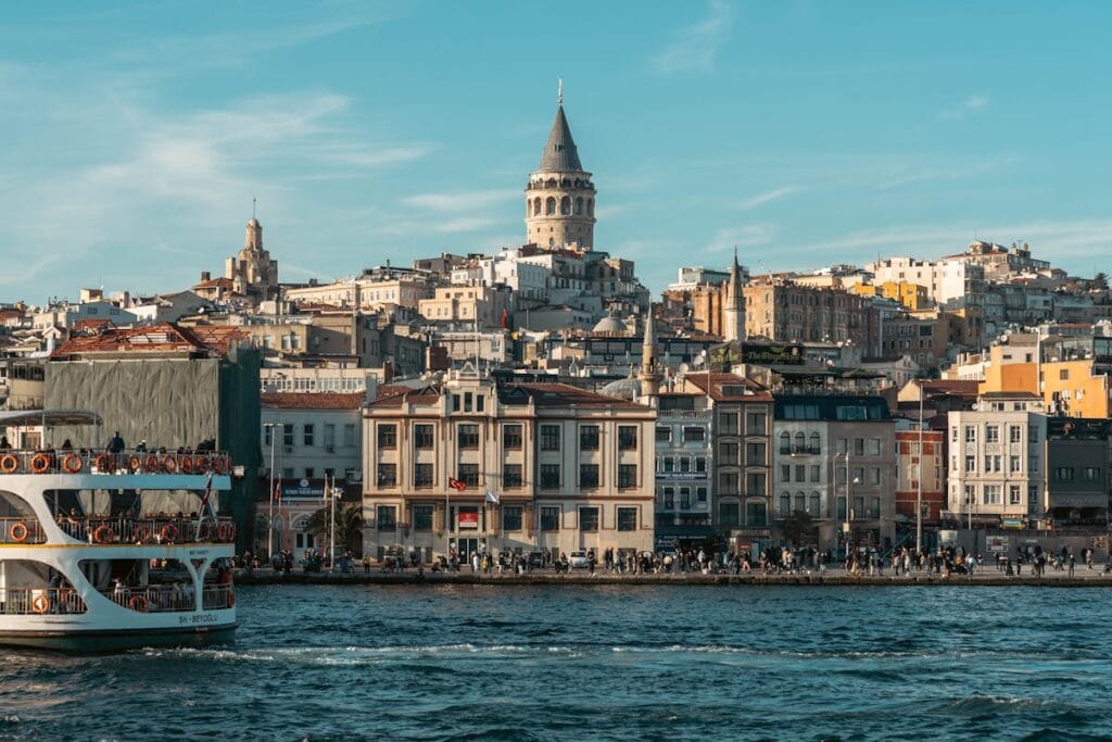 Galata Tower and the Istanbul skyline rising above the Bosphorus, Turkey