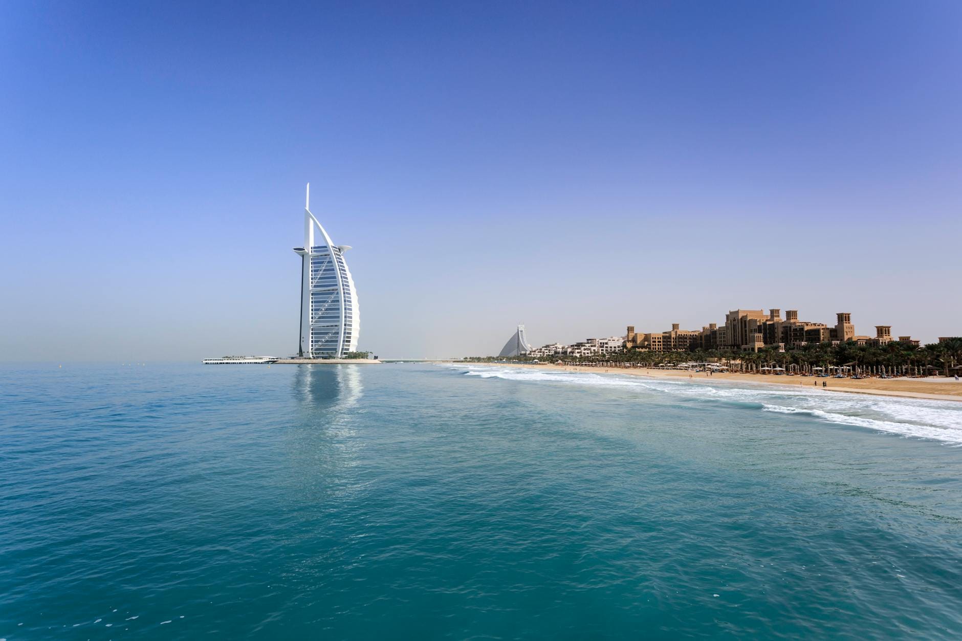 Burj Al Arab overlooking the pristine beach in Dubai