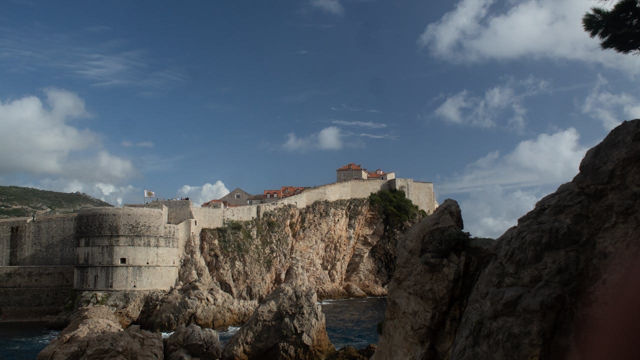Scenic view of Dubrovnik's historic fortress and Adriatic Sea