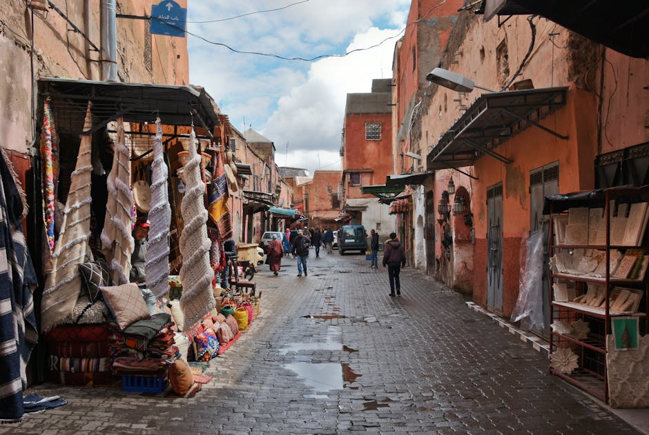 Colourful market stalls in Marrakech medina