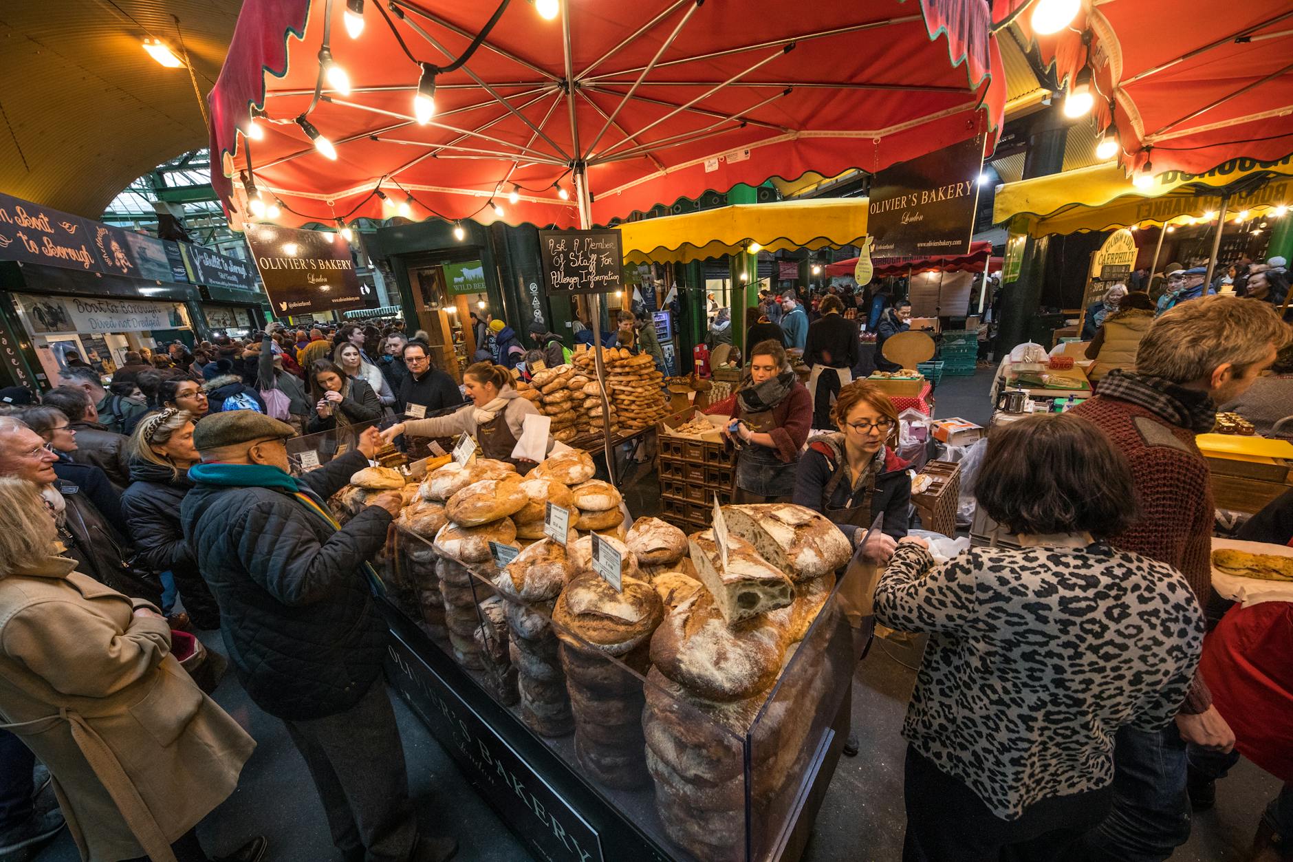 Street food stalls at Borough Market in London