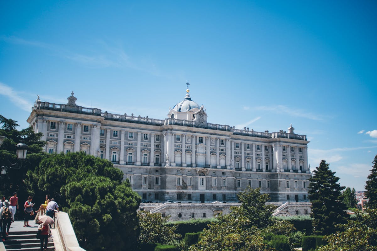 The Royal Palace of Madrid, Spain's largest royal palace, with ornate baroque facade