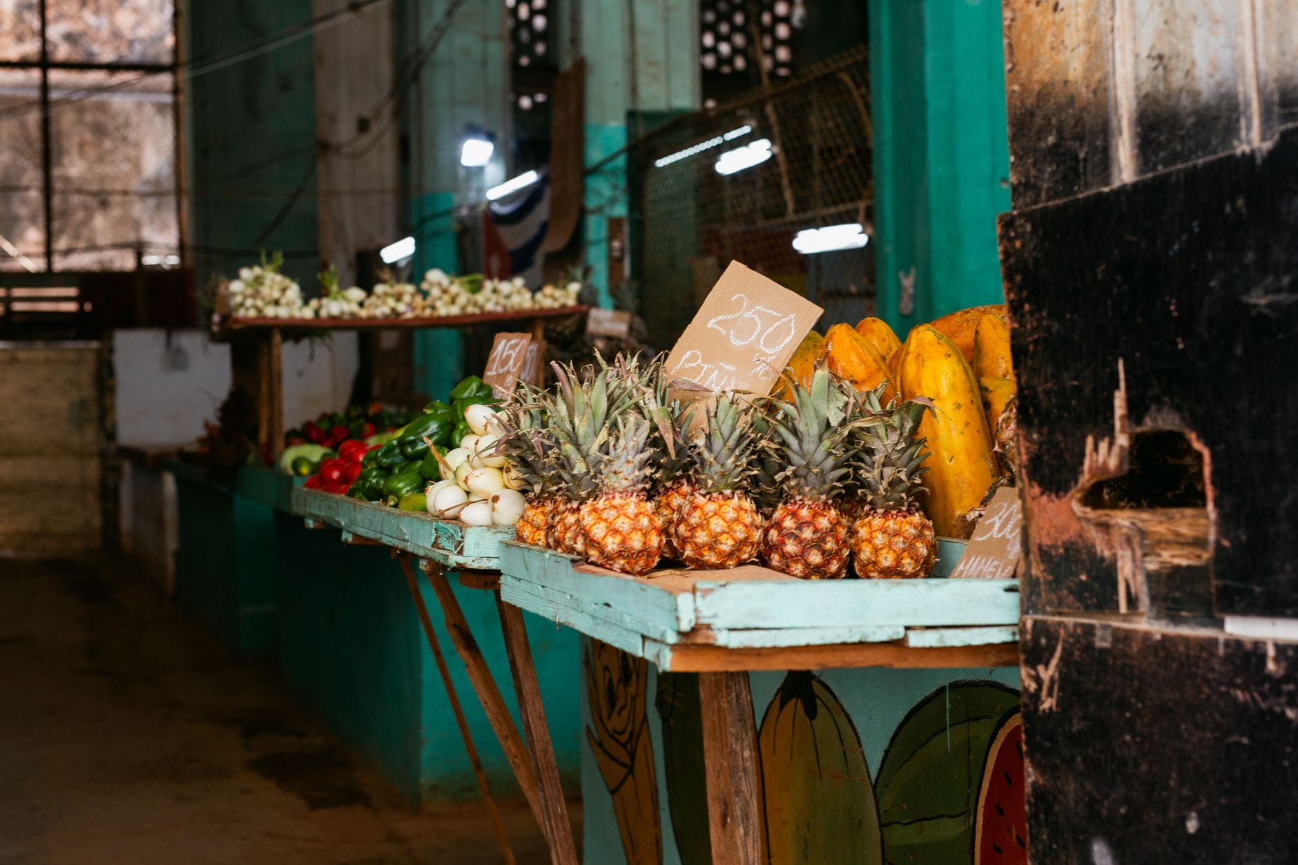Fruit and vegetable market stall in Miami's Little Havana neighbourhood