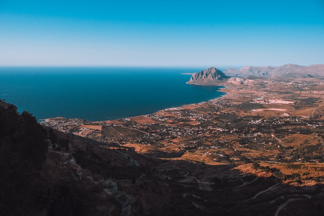 Scenic Sicilian village by the sea in summer