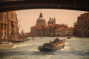 Grand Canal in Venice with gondolas and historic palaces on either side