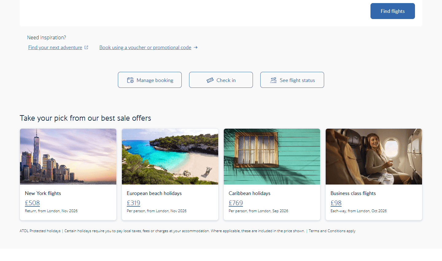 British Airways sale examples checked on 19 June