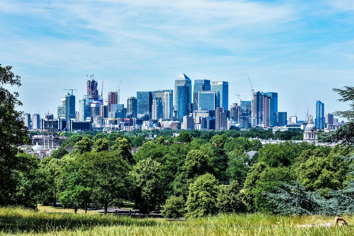 London skyline from Greenwich Park, one of the best day trips from London