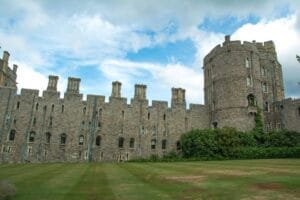 Day trips within an hour of London, Windsor Castle walls under a blue sky