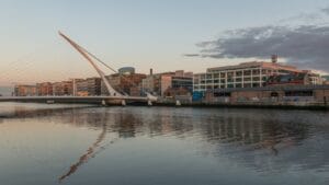 Samuel Beckett Bridge and the River Liffey in Dublin for a Stena Line day trip deal