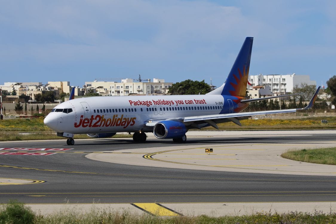Jet2holidays aircraft on airport runway