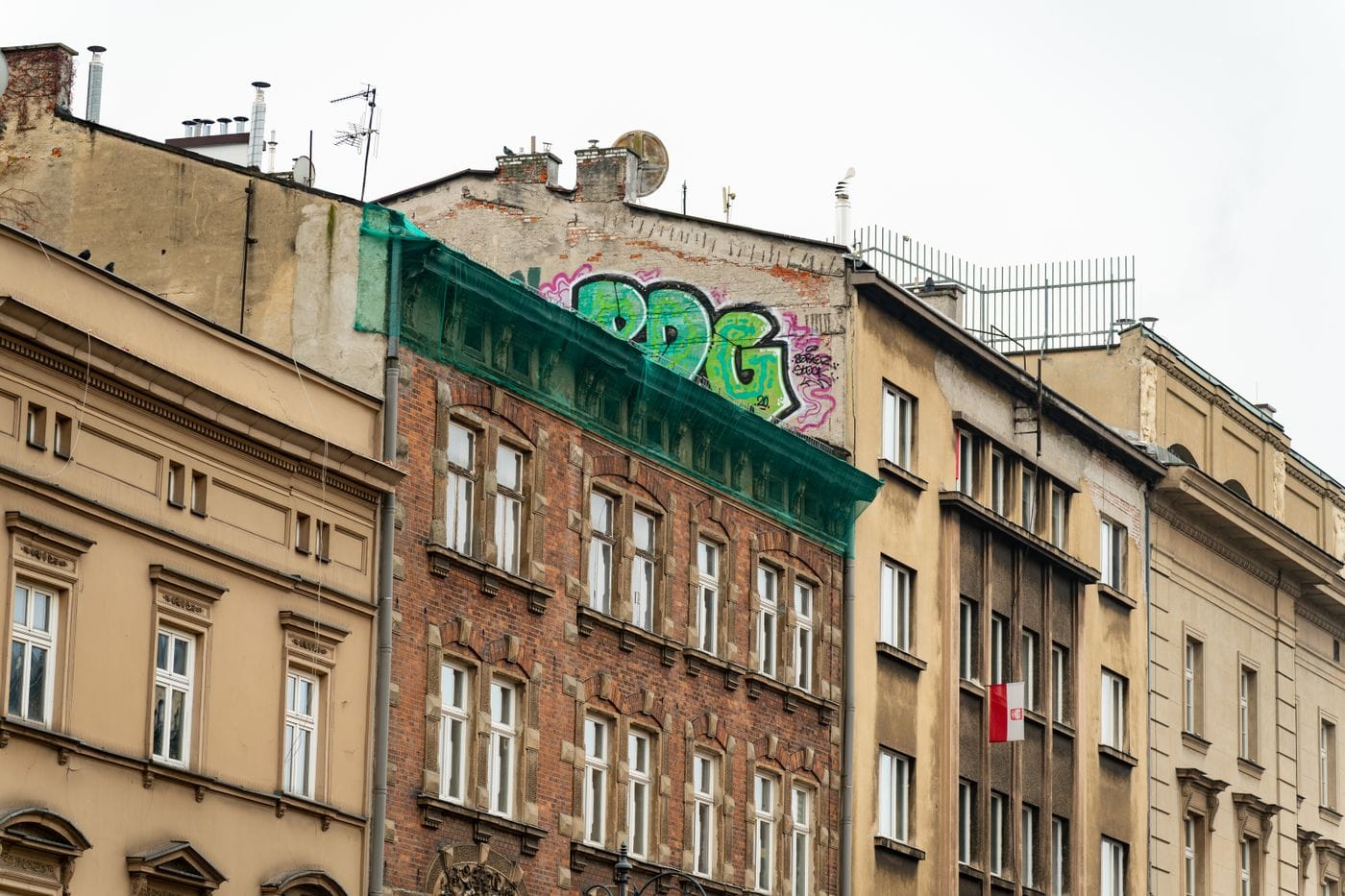 Colourful historic buildings in the Kazimierz district of Krakow