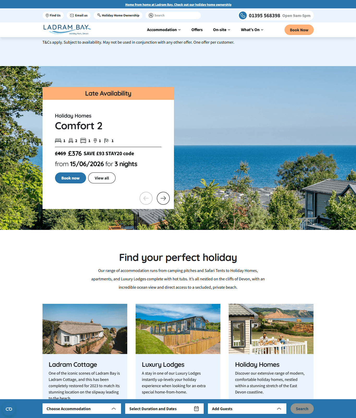 Screenshot of Ladram Bay official STAY20 offer checked on 9 June