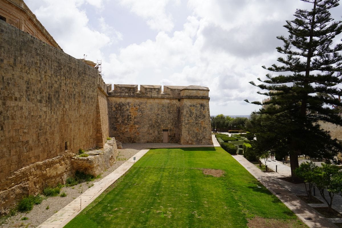 The honey-coloured bastion walls of Mdina, Malta's ancient walled capital
