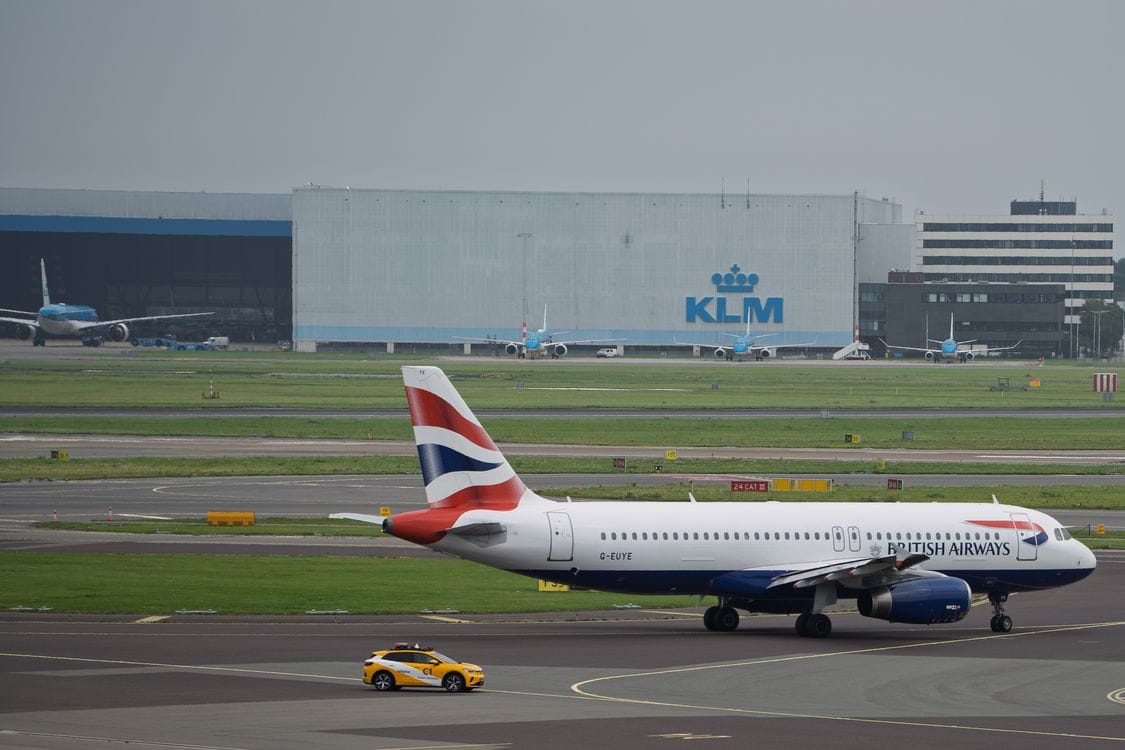 British Airways plane at Amsterdam Schiphol airport