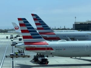 airplane tails at los angeles international airport
