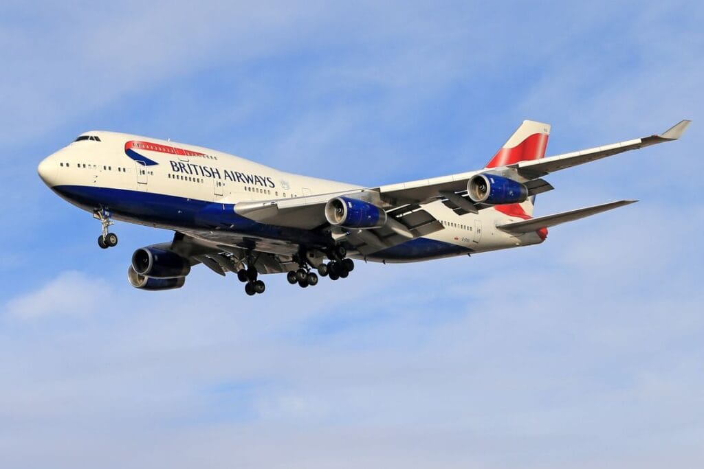 British Airways Boeing 747 aircraft in flight against a clear blue sky — when does BA release flights