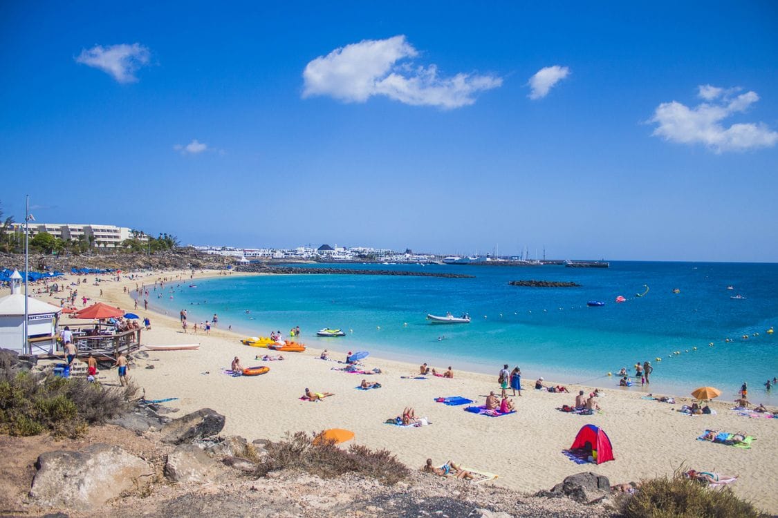 Playa Blanca beach, Lanzarote, one of the island's most popular sandy beaches