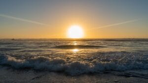 Tenerife budget travel — aerial view of golden sand beach and turquoise sea, Canary Islands