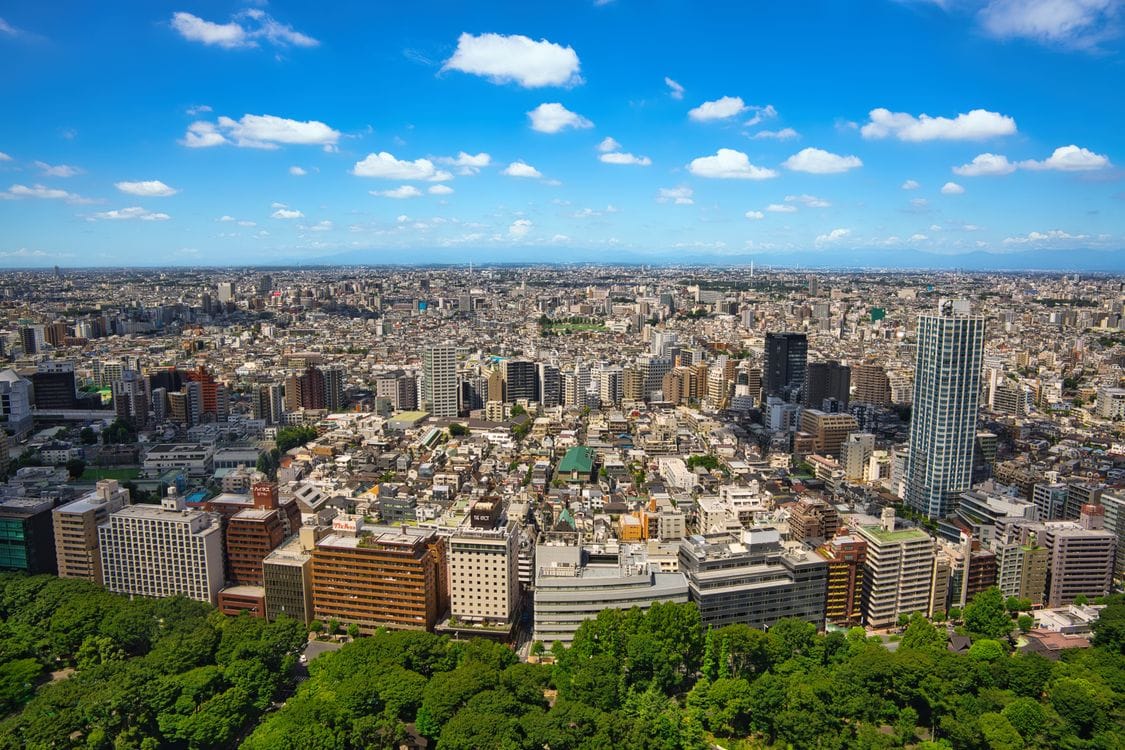 Tokyo city skyline from above