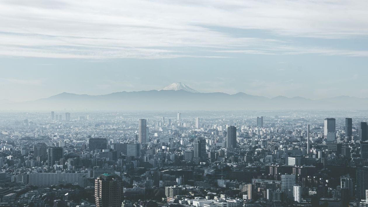 Mount Fuji panoramic view from across the lake