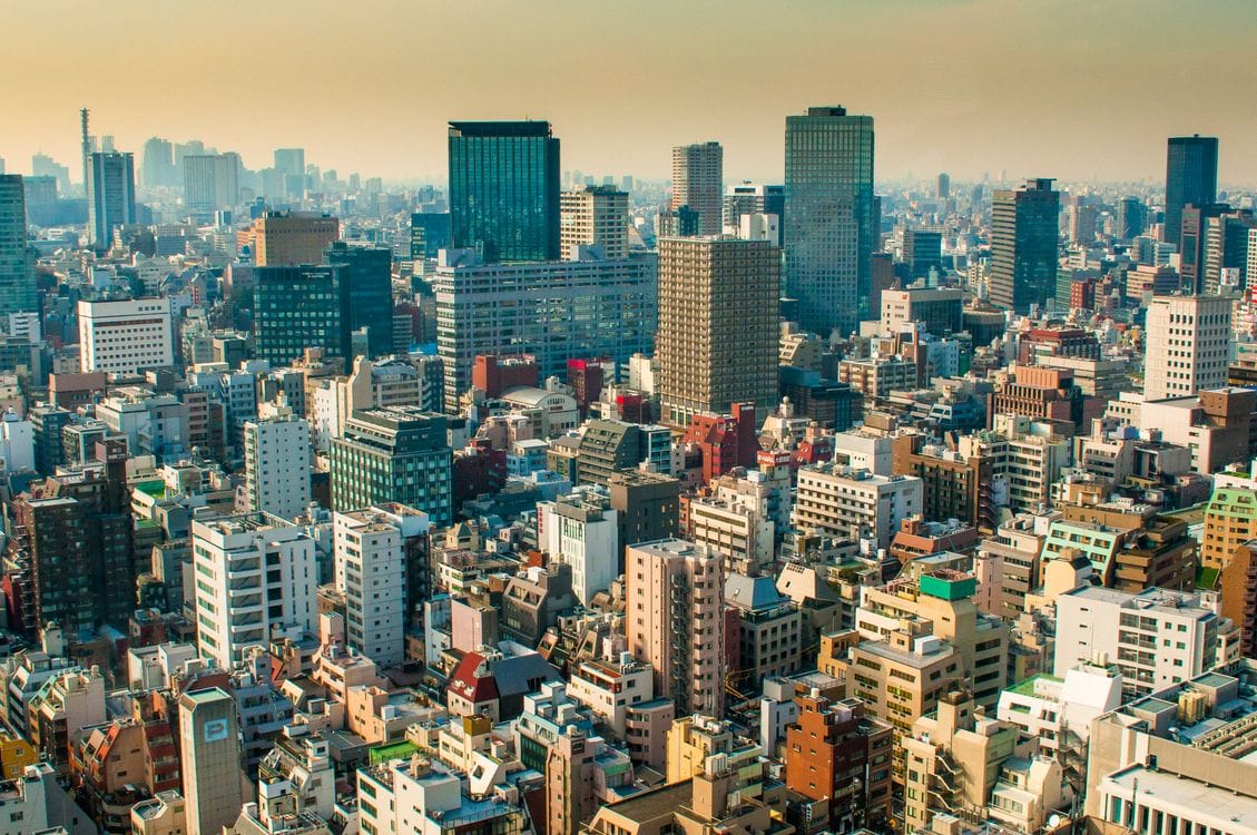 Tokyo city skyline by day