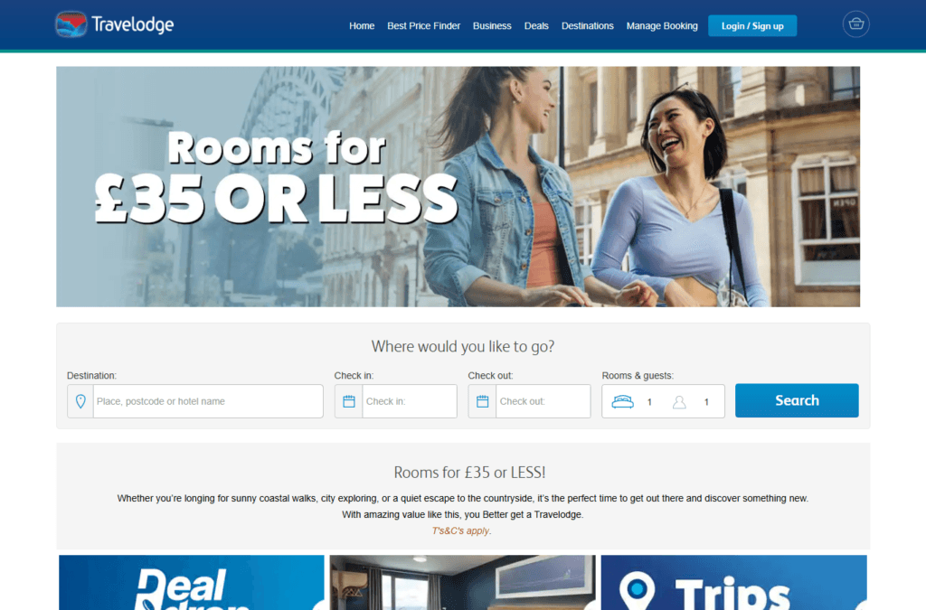 Travelodge rooms for £35 or less deal page checked on 10 June 2026
