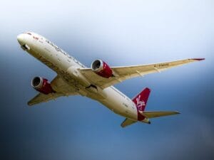 When does Virgin Atlantic have sales? A Virgin Atlantic aircraft in mid-flight against a clear blue sky