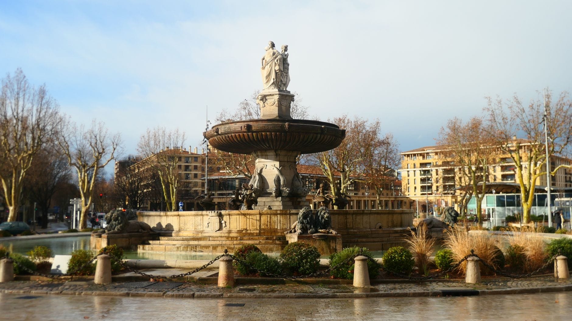 The moss-covered Fontaine Moussue on Cours Mirabeau in Aix-en-Provence