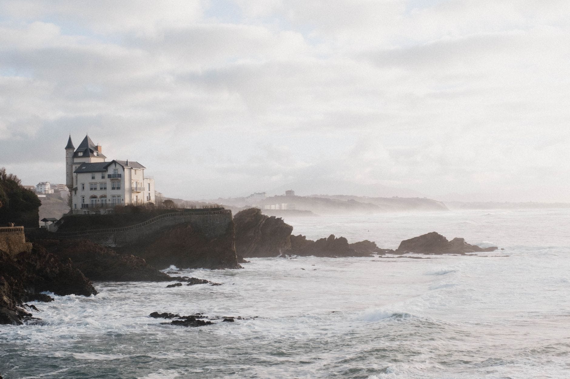 Villa Belza perched on the cliffs above the sea in Biarritz