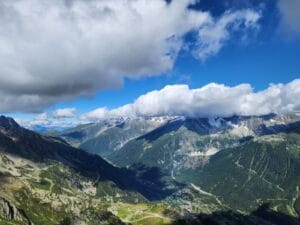 Aerial view of Chamonix and the Mont Blanc valley, the base for exploring Chamonix on a budget