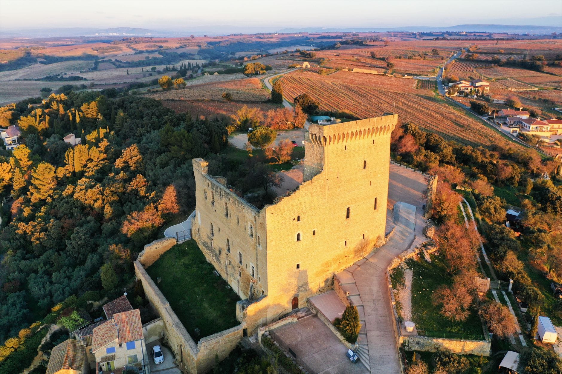 Aerial view of Chateauneuf-du-Pape vineyards near Avignon