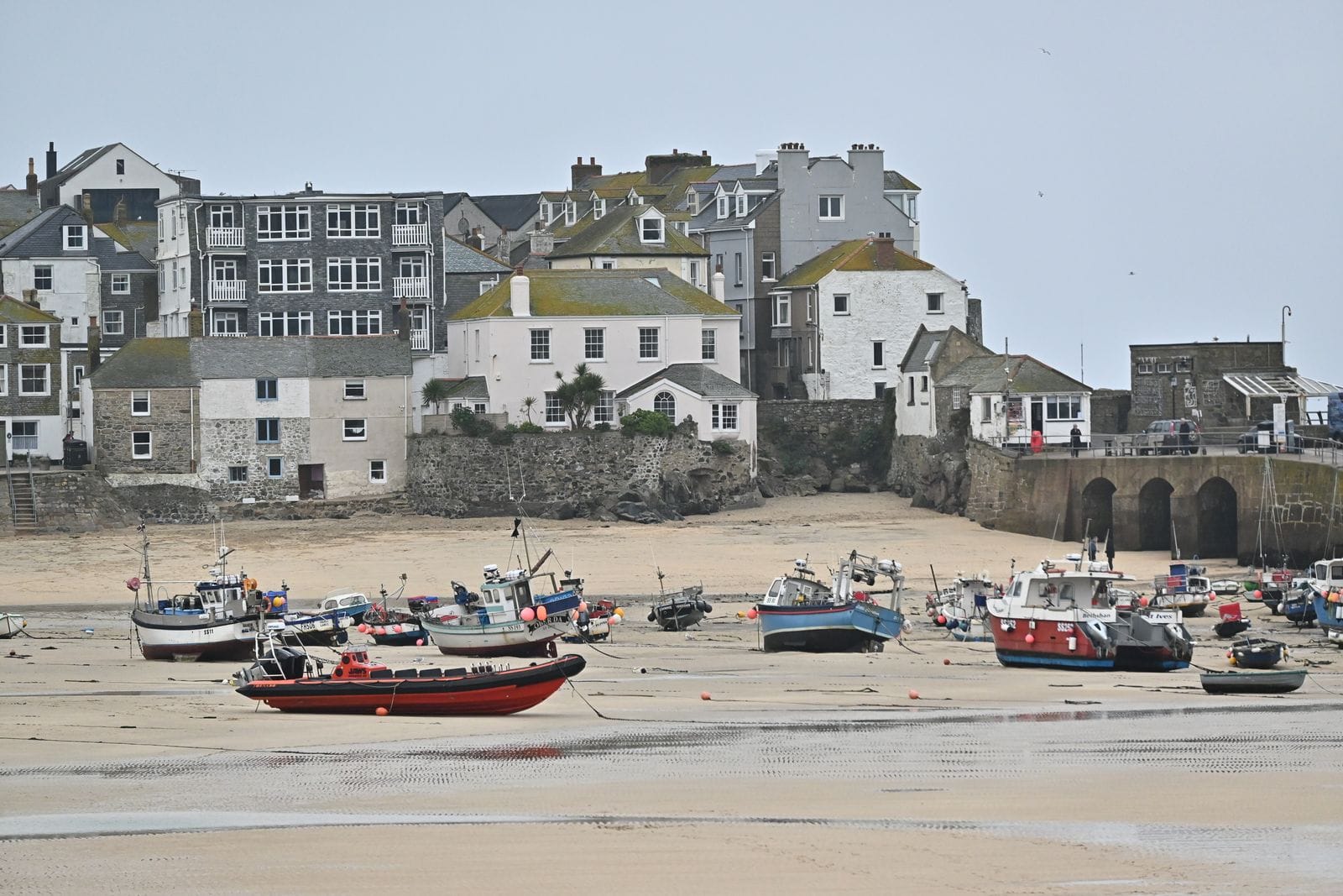 St Ives harbour at low tide, the highlight of any Cornwall holidays itinerary