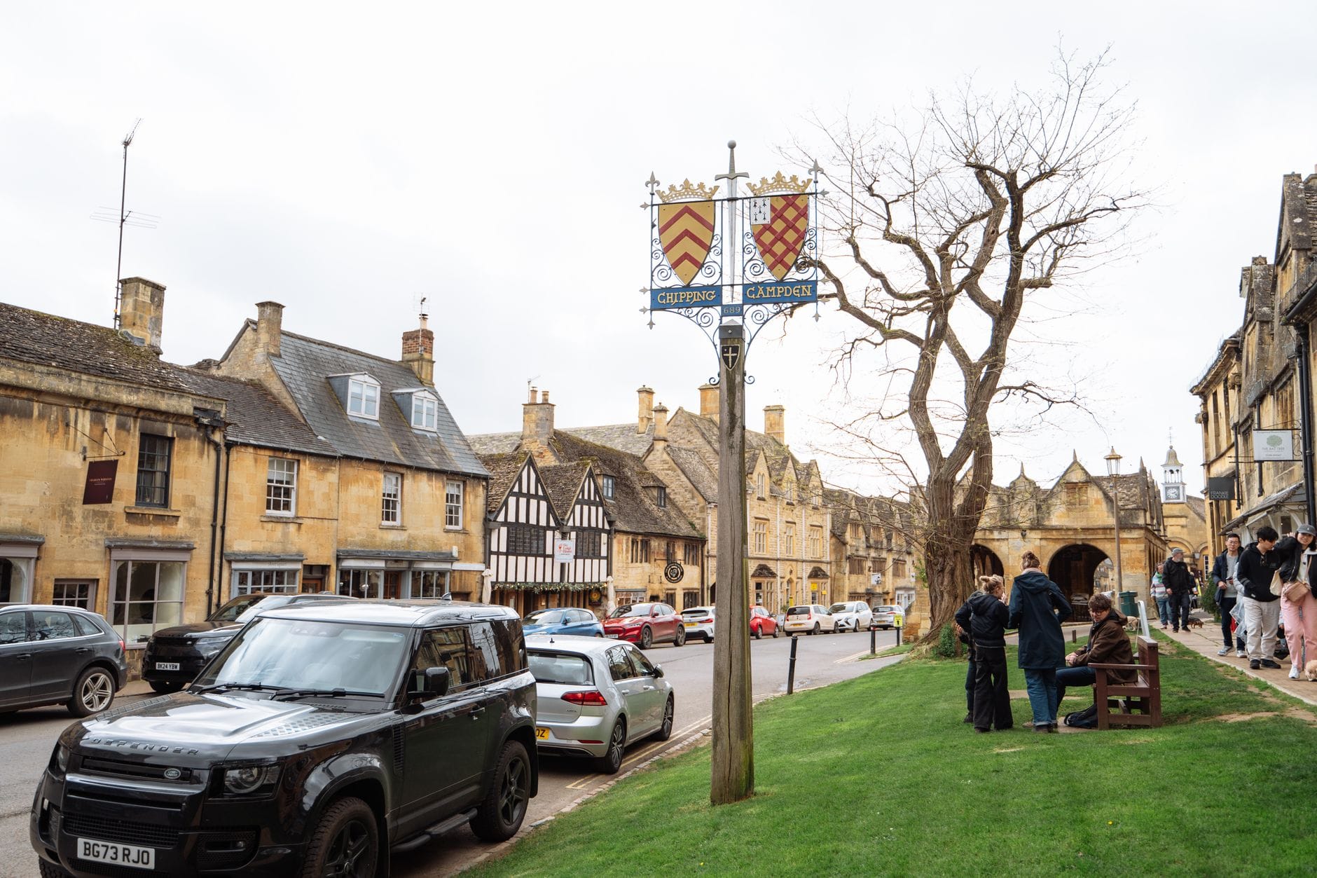 Golden Cotswold stone buildings on the historic High Street in Chipping Campden