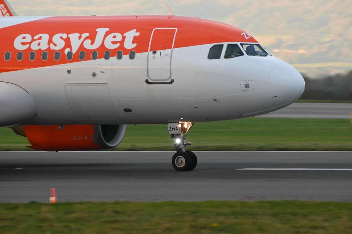 easyJet Airbus on the runway ready for departure