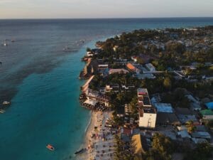 Lastminute.com reviews: aerial view of a beach resort in Zanzibar, Tanzania