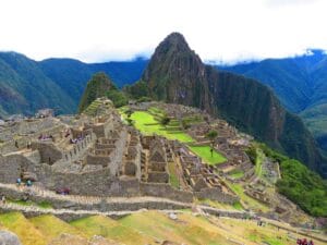 Aerial view of the ancient Inca citadel of Machu Picchu in the Peruvian Andes, one of the multi-country trips Exoticca packages