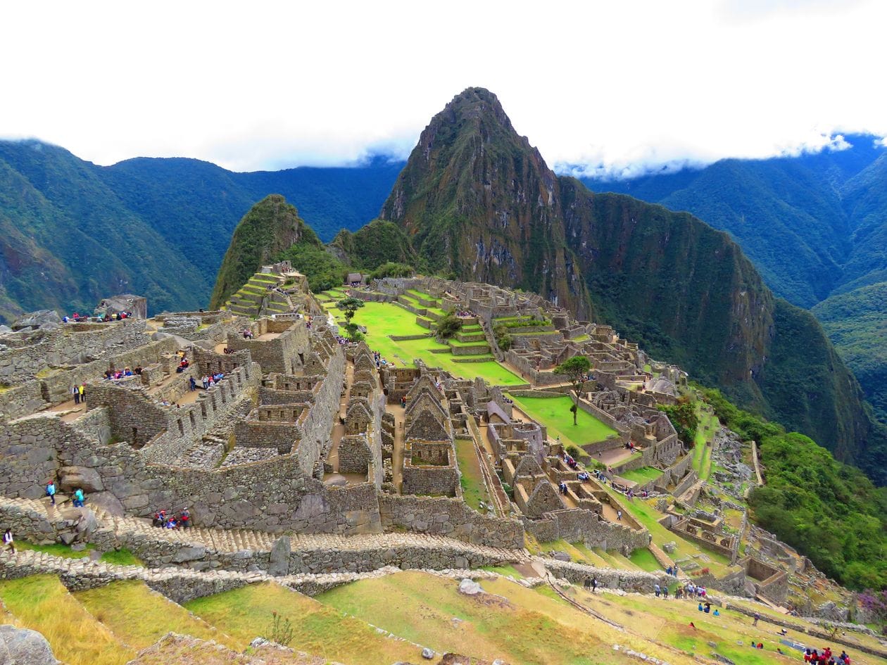 Aerial view of the ancient Inca citadel of Machu Picchu in the Peruvian Andes, one of the multi-country trips Exoticca packages