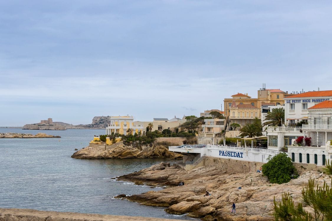 Coastal view of Nice and the French Riviera, home to Nice's free public pebble beaches