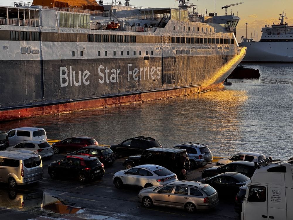 Blue Star Ferry docked at Piraeus port, Athens, Greece
