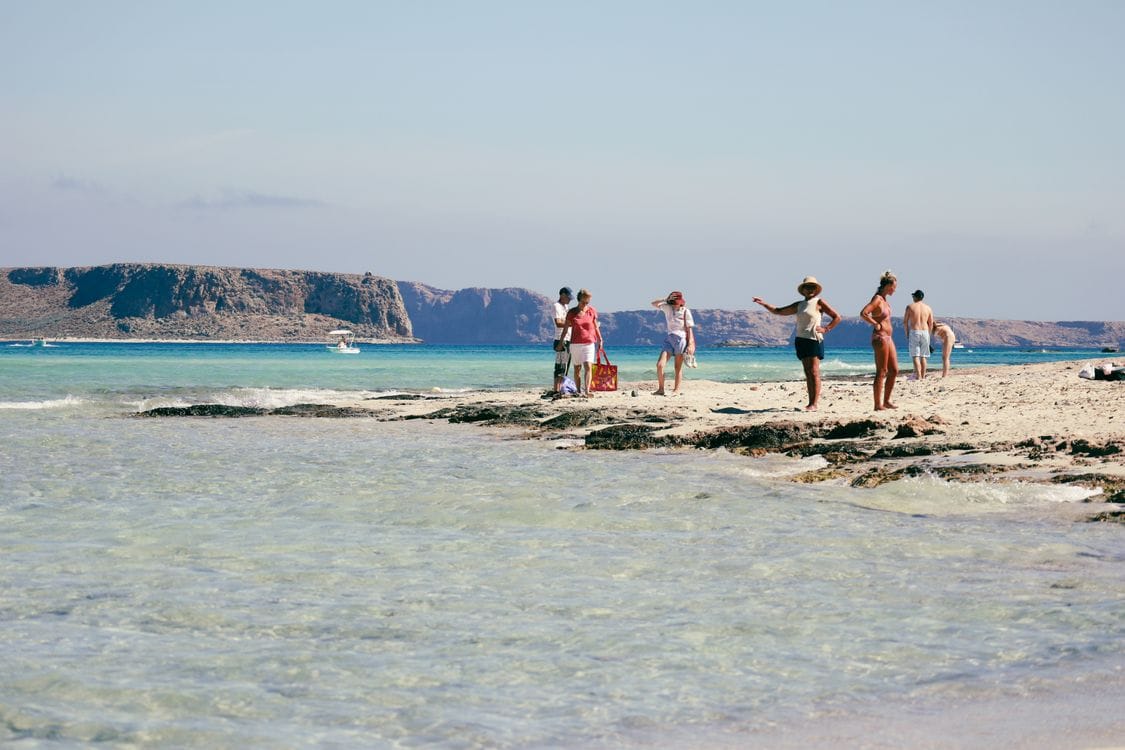 Balos Lagoon, Crete, Greece, with turquoise shallow water and white sand