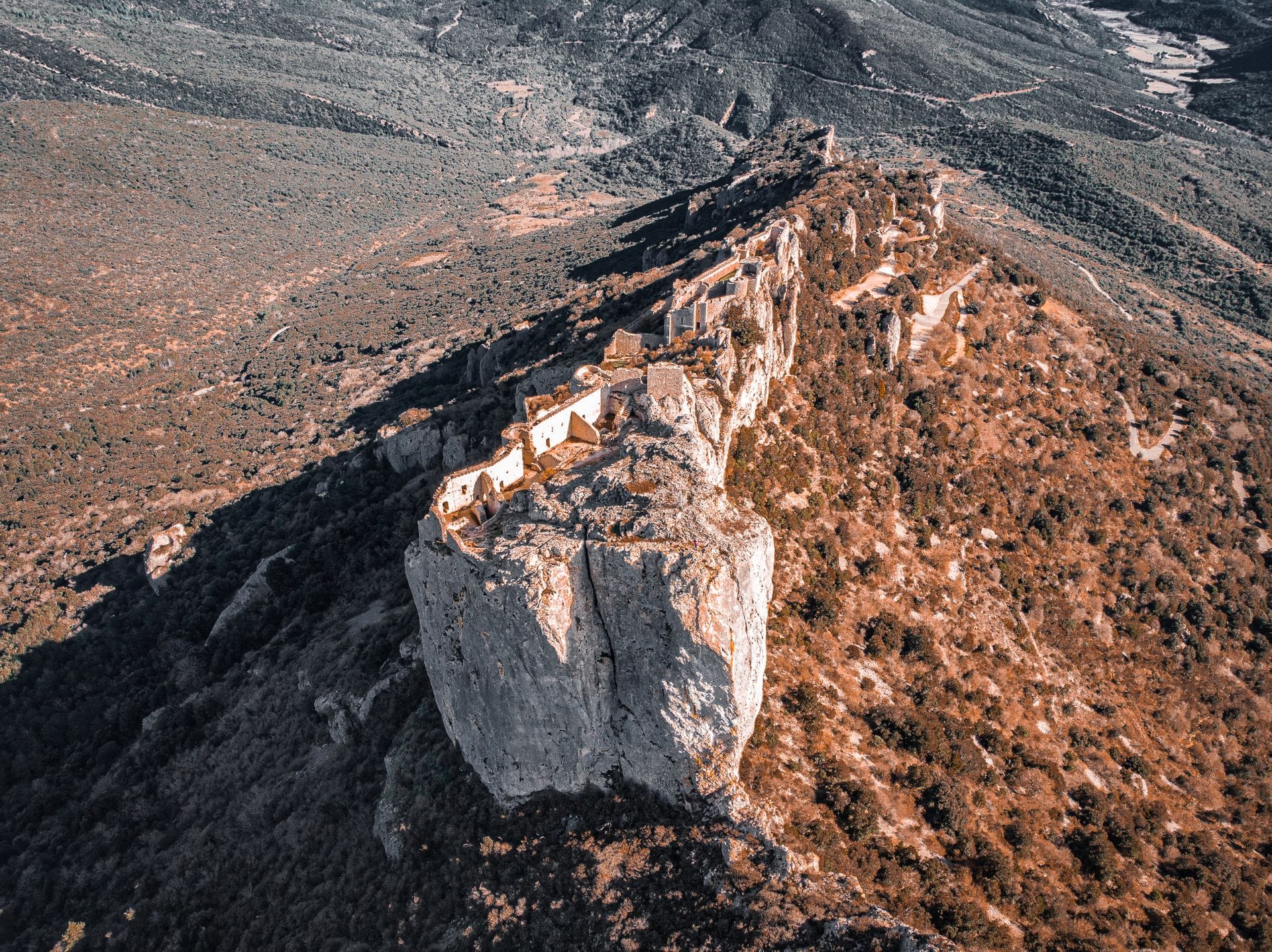 Peyrepertuse, one of the Cathar castles in the hills near Carcassonne
