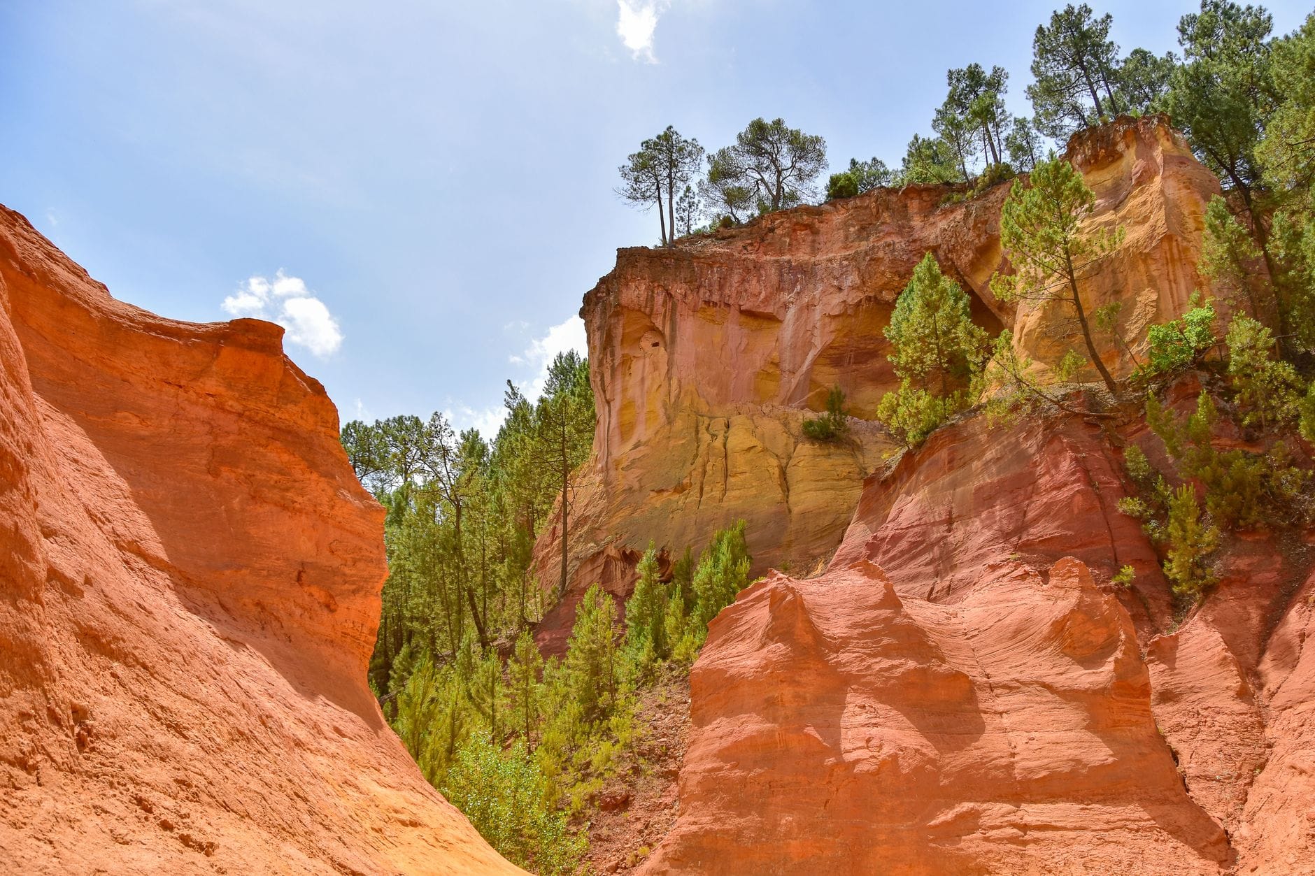 The ochre cliffs of Roussillon, mined for pigment since Roman times