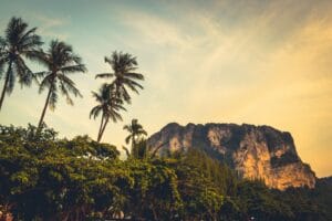 Thailand budget travel: limestone karst cliffs at Railay, Krabi