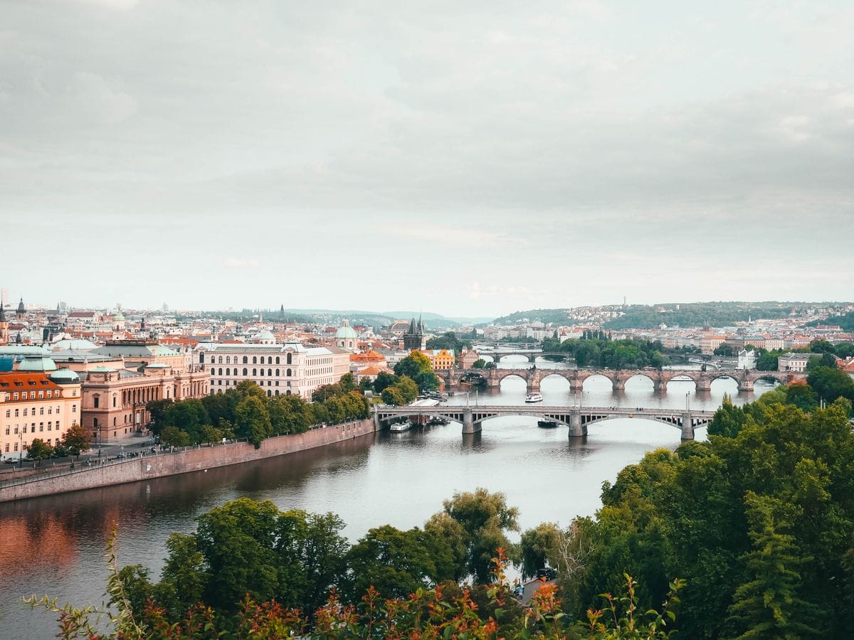 Aerial view of Prague, one of the city break destinations Thomas Cook packages alongside its Mediterranean beach holidays