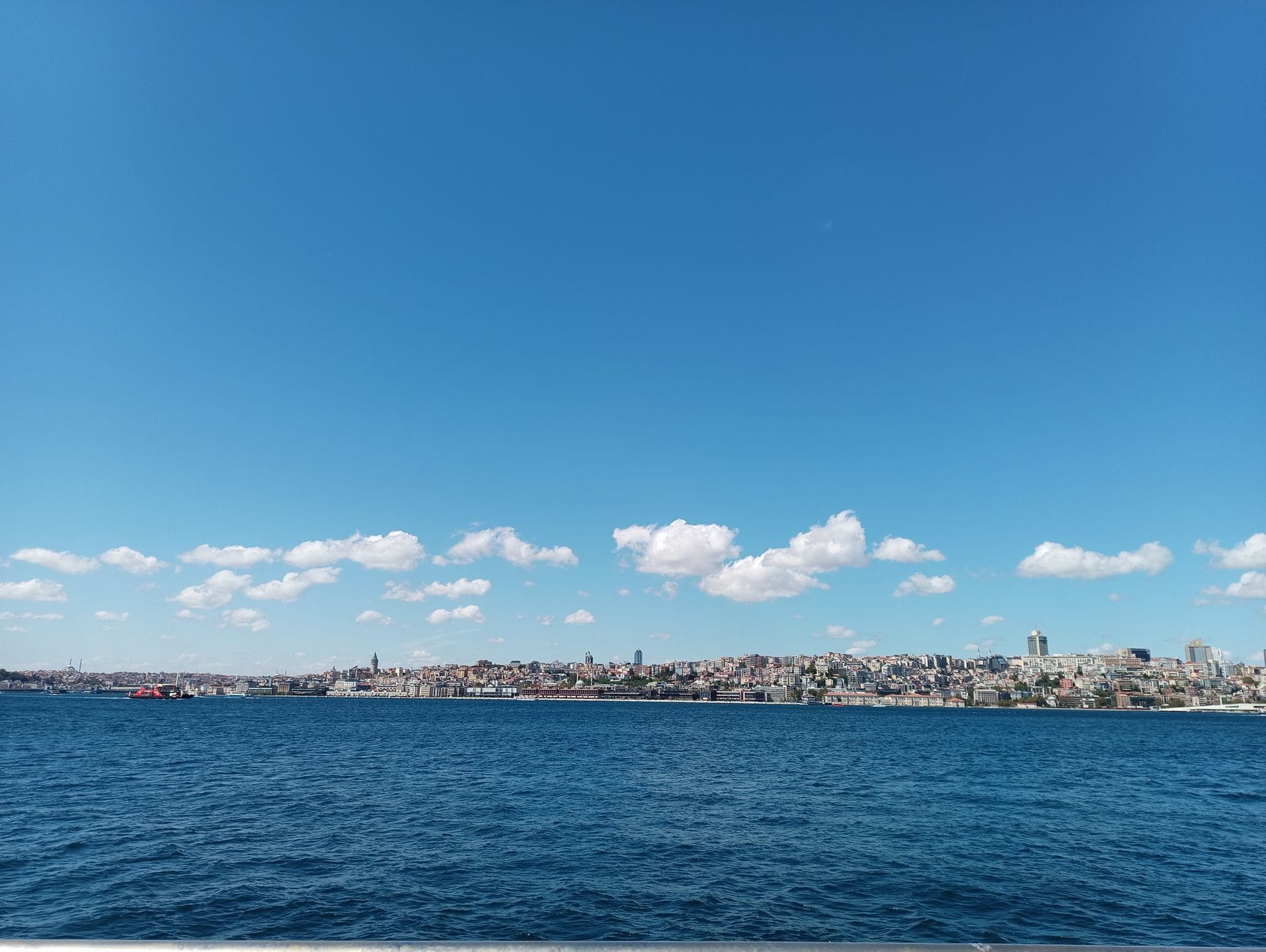 Istanbul skyline and the Galata Tower viewed across the Bosphorus, Turkey